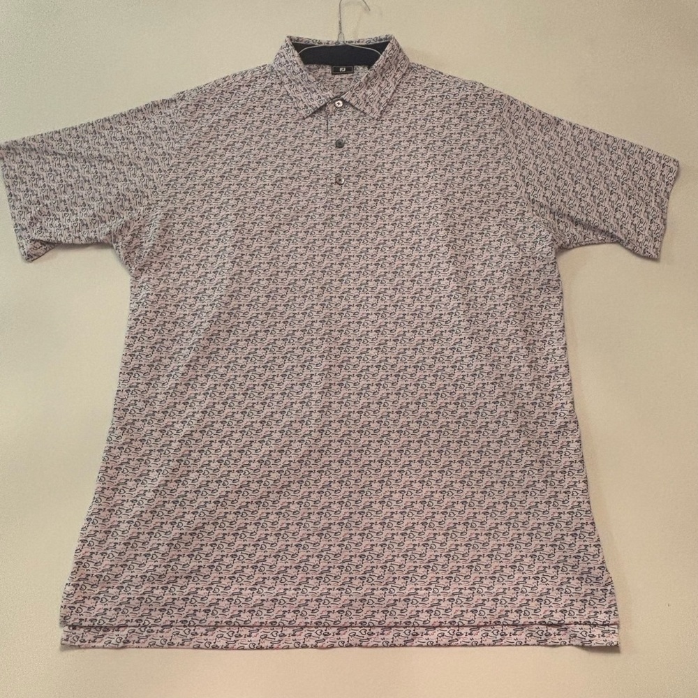 FootJoy Golf Polo Shirt XL | Golf Hole & Flag Print | Men’s Performance Polo